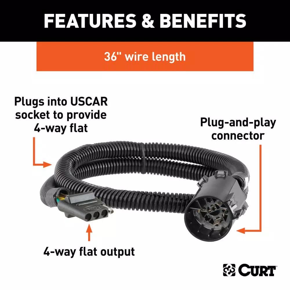CURT 4-Way Flat Replacement Socket - Plugs into USCAR OEM Vehicle Socket