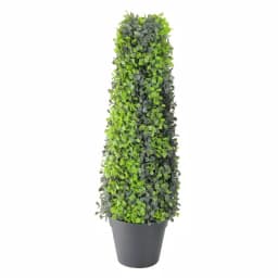 Northlight 25 in. Artificial 2-Tone Boxed Cone Topiary Tree in Black Pot thumbnail 1