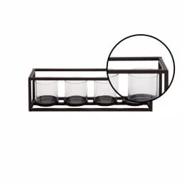 LITTON LANE 5 in. Black Iron and Clear Glass 4-Pedestal Rectangular Votive Candle Holder thumbnail 3