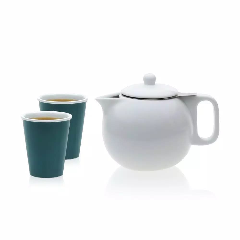 VIVA Scandinavia Jaimi 3-Piece Porcelain Teapot and Laura Cup Set, 4.5-Cup