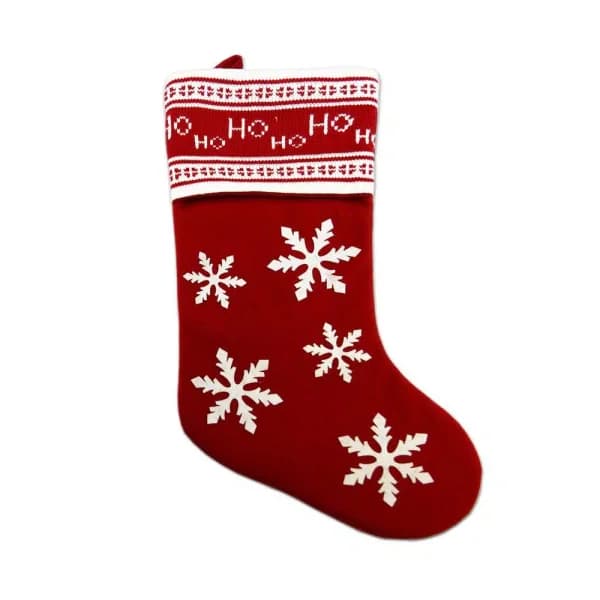 Santaland 20 in. Red Snowflake Christmas Stocking with Knitted Cuff