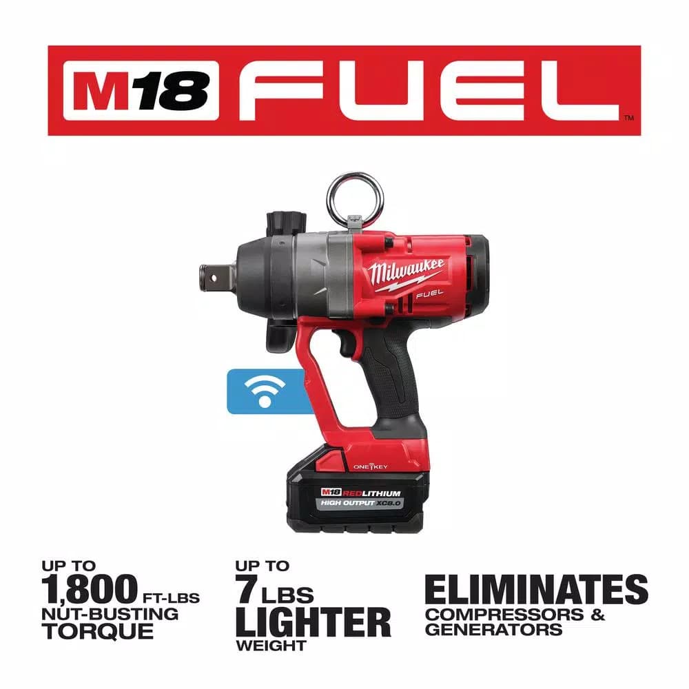Milwaukee M18 FUEL 1 in. High Torque Impact Wrench Kit with ONE-KEY, Two 8.0 Ah Batteries & Charger