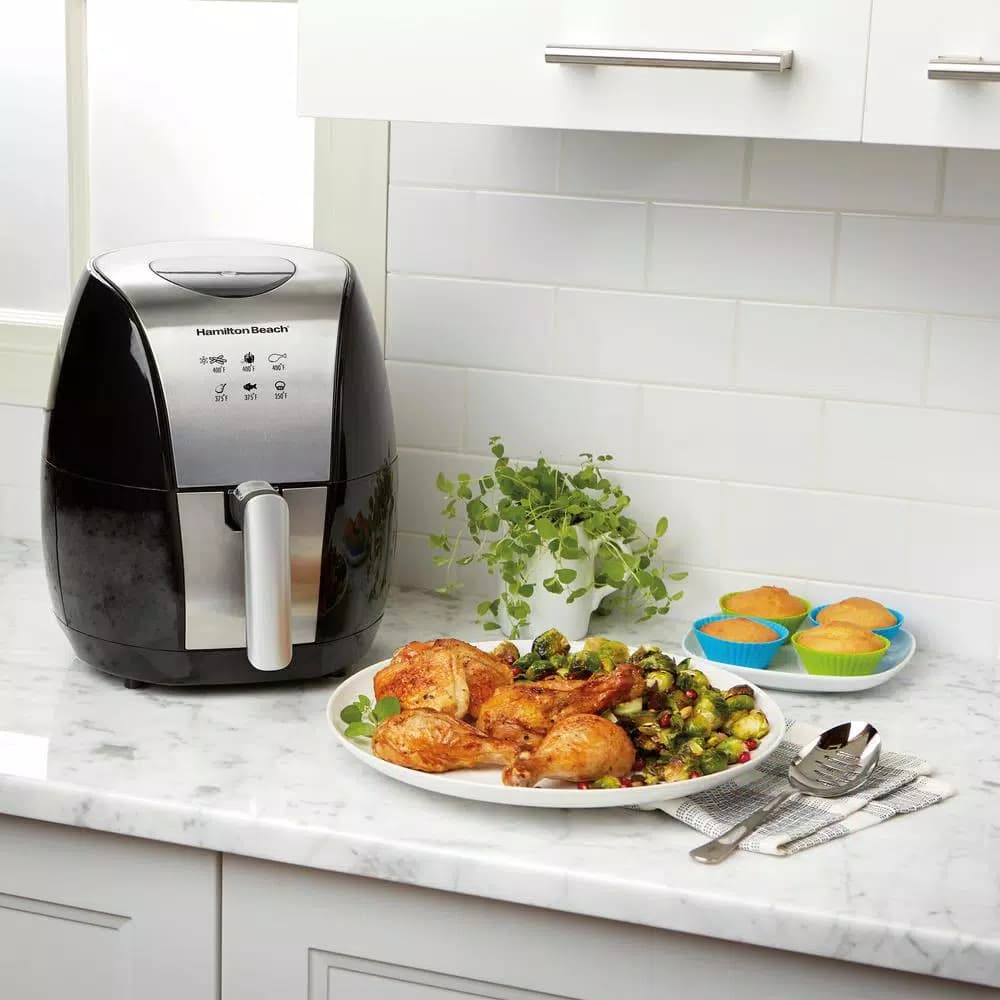 Hamilton Beach 3.4 Qt. Air Fryer with Nonstick Basket, 1500W, Black