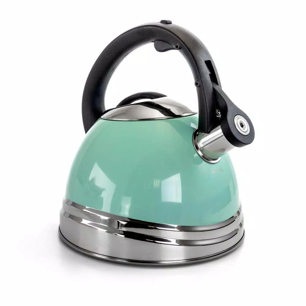 Mr. Coffee 10-Cup Stainless Steel Whistling Tea Kettle, Blue