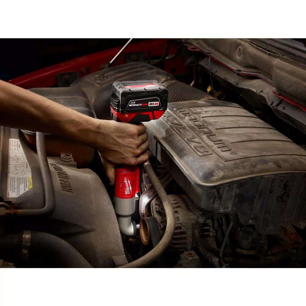 Milwaukee M18 18V Cordless 3/8 in. 2-Speed Right Angle Impact Wrench Kit with (2) 3.0 Ah Batteries, Charger, and Hard Case