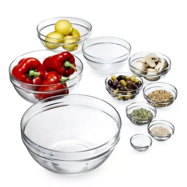 Luminarc Stackable Clear Glass Mixing Bowls Set, 10-Piece Assorted Sizes