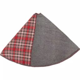 VHC Brands 60 in. Anderson Cherry Red Rustic Patchwork Christmas Tree Skirt thumbnail 3