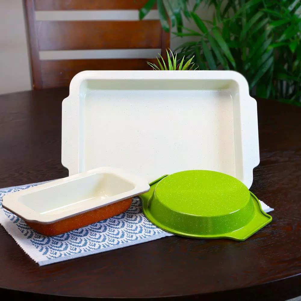 Unbranded Imbue Color Splash 3-Piece Bakeware Set, Carbon Steel with Ceramic Nonstick Interior