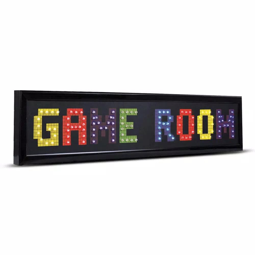 Crystal Art Gallery Game Room Framed LED Sign - Retro 8-Bit Arcade Style Wall Decor