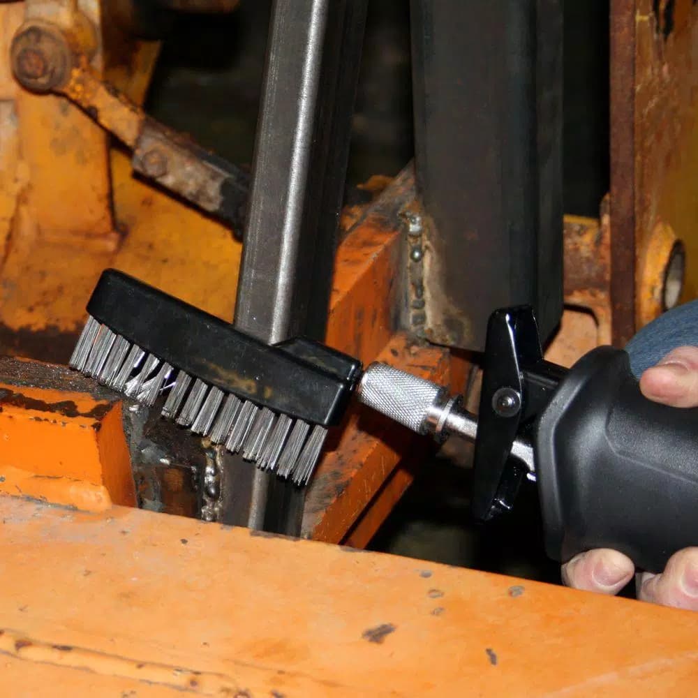 ReciproTool Stainless Steel Wire Straight Brush for Reciprocating Saws, Compatible with Universal Adapter