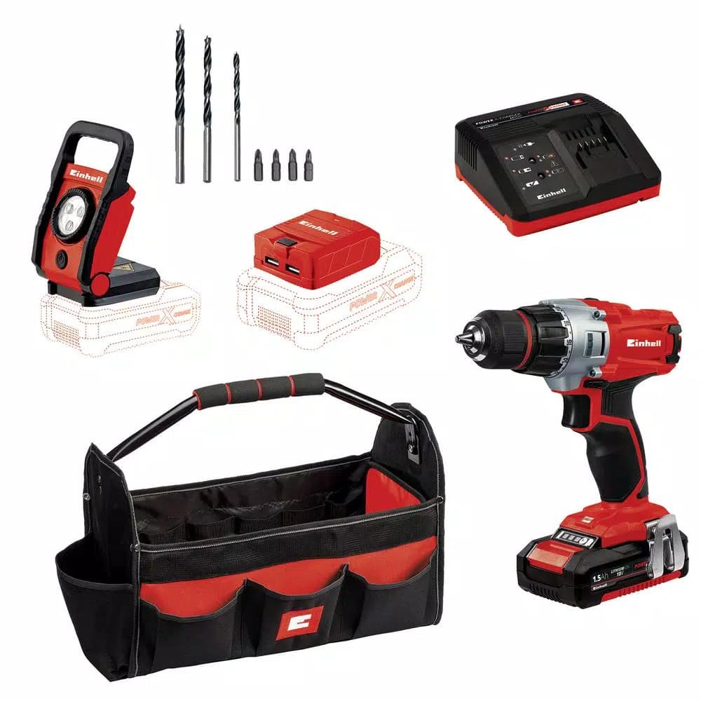 Einhell PXC 18V Cordless 2-Speed MAX 1250-RPM Workshop Drill Kit with 1.5 Ah Battery and Fast Charger