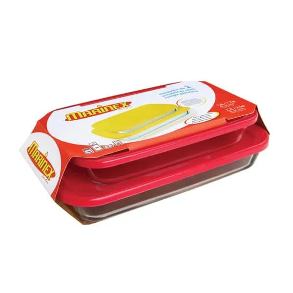 Marinex Classica 4-Piece Borosilicate Glass Rectangular Roaster Set with Colored Lids