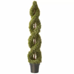 National Tree Company 60 in. Double Cedar Artificial Spiral Topiary Tree with Green Round Grower Pot thumbnail 1