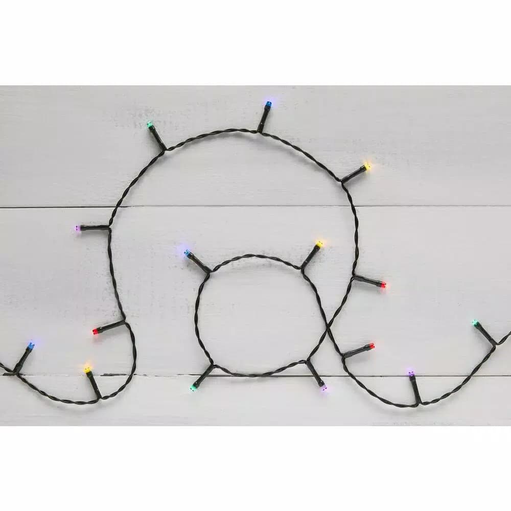 Home Accents Holiday 26 ft. 100-Light Multicolor LED Battery-Operated String Lights with Timer, 8 Functions