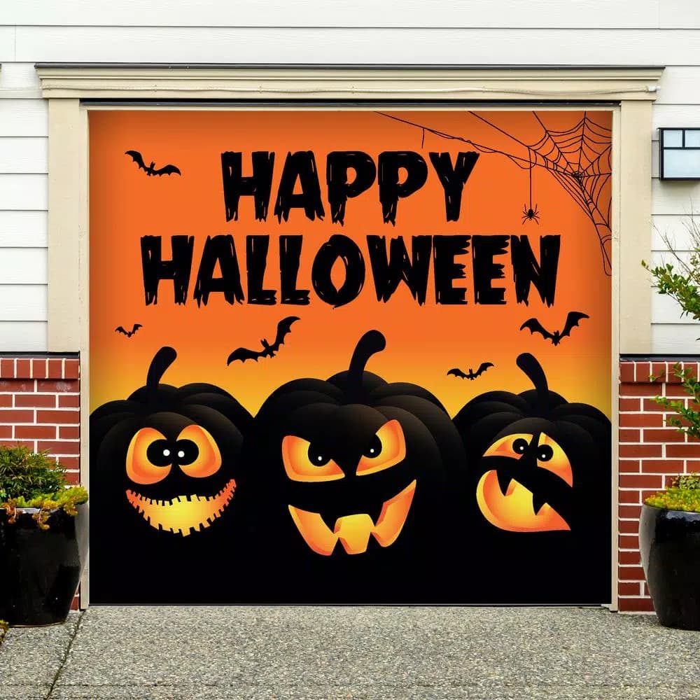 My Door Decor Happy Halloween Jack-O-Lanterns Garage Door Mural, 7 ft. x 8 ft.