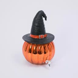 Gerson Halloween 17 in. Orange Glass Pumpkin Beverage Dispenser with Witch Hat thumbnail 1