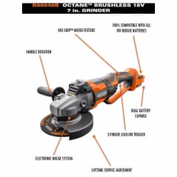 RIDGID 18V OCTANE Brushless 7 in. Dual Angle Grinder, Tool Only thumbnail 13