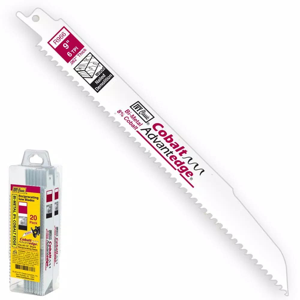 Ivy Classic Cobalt Advantage 9 in. Bi-Metal Reciprocating Saw Blades, 6 TPI, 20-Pack
