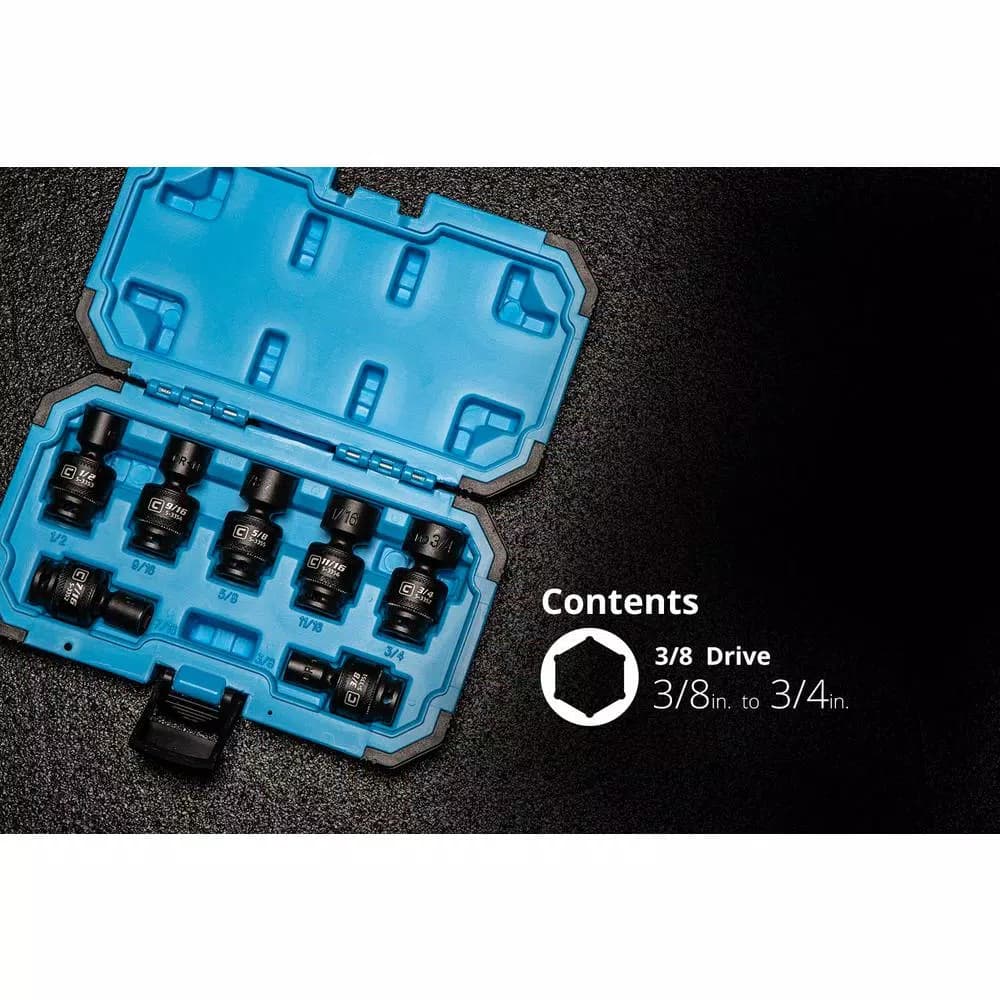Capri Tools 3/8 in. Drive SAE Universal Impact Swivel Socket Set, 7-Piece