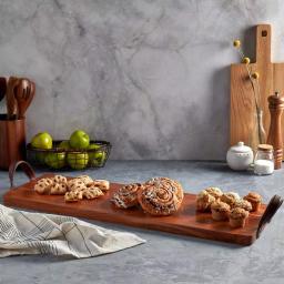 Mason Craft & More 33 in. Acacia Wood Serving Tray with Faux Leather Handles thumbnail 5
