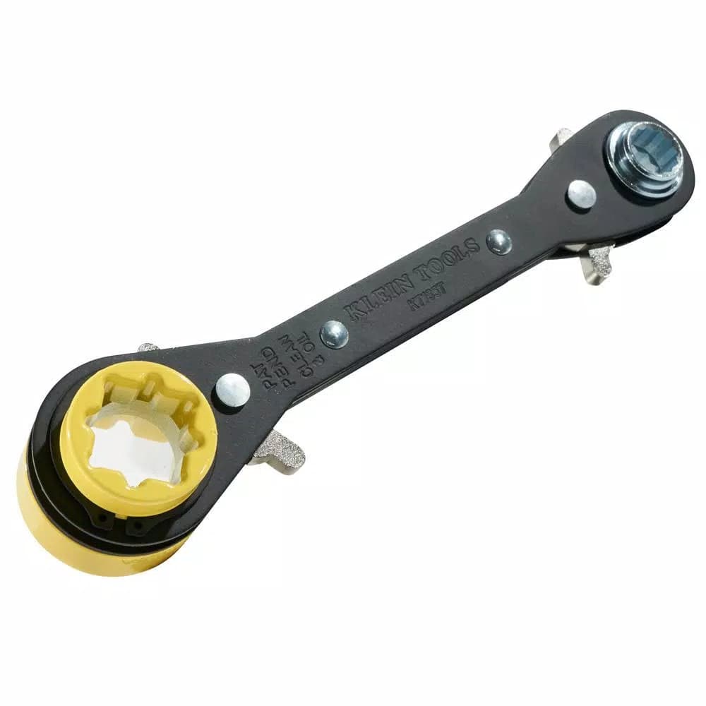 Klein Tools 6-in-1 Ratcheting Lineman's Wrench, SAE Combination Wrench
