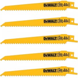 DEWALT 6 in. 6 TPI Bi-Metal Taper Back Reciprocating Saw Blade, 5-Pack thumbnail 1