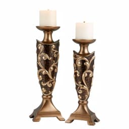 OK LIGHTING Odysseus Bronze Polyresin Candlestick Candleholder Set of 2 thumbnail 1