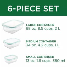 Lock & Lock Purely Better 6-Piece Borosilicate Glass Food Storage Container Set thumbnail 4