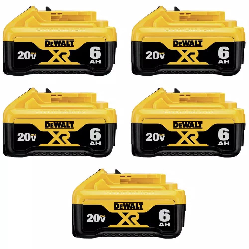 DEWALT 20V MAX XR Premium Lithium-Ion 6.0 Ah Battery Pack (5-Pack)