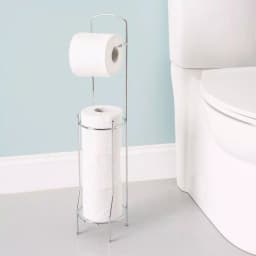 Home Basics Freestanding Chrome Toilet Paper Holder and Dispenser with 3-Roll Storage thumbnail 2