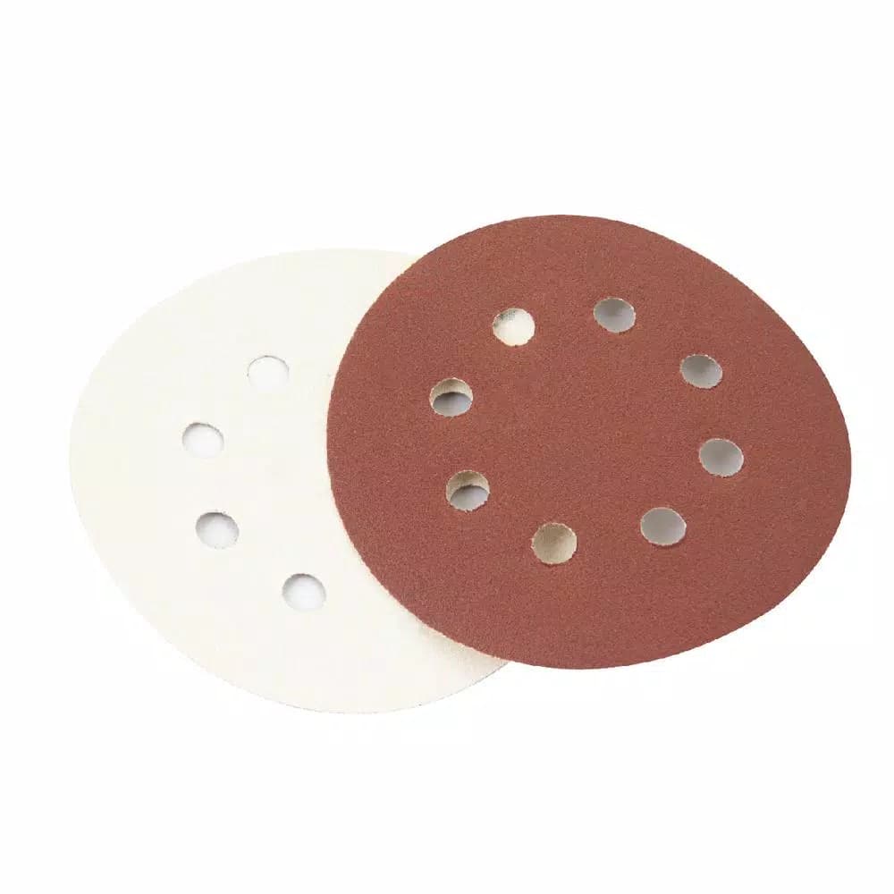 POWERTEC 5 in. 180 Grit Aluminum Oxide Hook and Loop 8-Hole Sanding Discs, 25-Pack