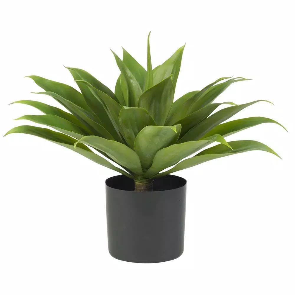 Nearly Natural 25 in. Green Agave Silk Plant with Gray Plastic Container
