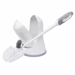 HDX Toilet Bowl Brush and Holder Set with Microban Antimicrobial Protection, White/Gray thumbnail 1