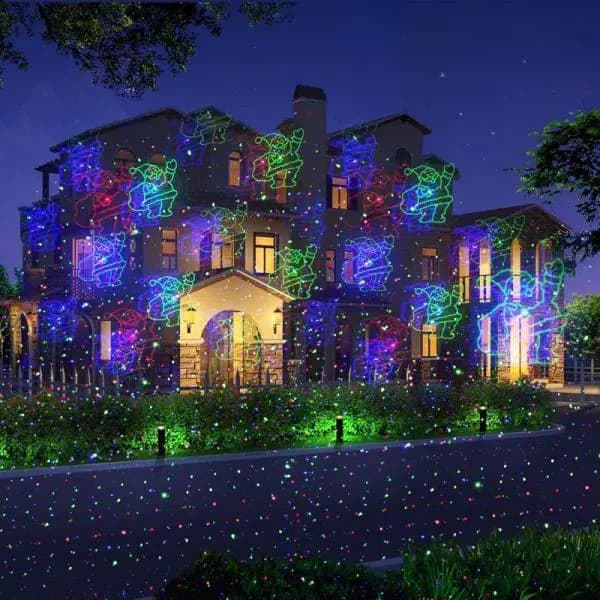 LEDMALL 3-in-1 RGB Outdoor Laser Projector, 18 Moving Patterns for Christmas, Halloween & Garden Decor