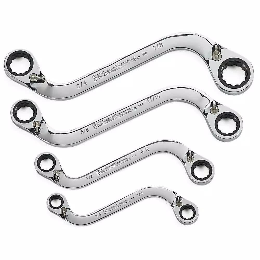 GearWrench 4-Piece SAE S-Shape Reversible Double Box Ratcheting Wrench Set