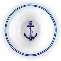 Q Squared Portsmouth 12 in. Melamine Serving Bowl - Coastal Blue Anchor & Compass Design thumbnail 3