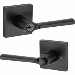 Kwikset Lisbon Square Matte Black Keyed Entry Door Lever with SmartKey Security thumbnail 5