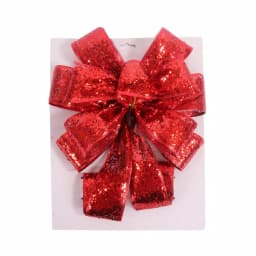 Santaland Sparkle Burlap Christmas Tree Topper Bow, 31 in. x 11 in. thumbnail 1