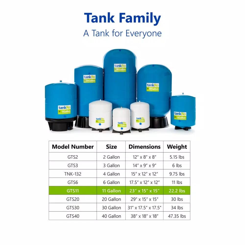 Express Water 11 Gallon Reverse Osmosis Storage Pressure Tank - 8 Gallon Capacity RO Water Filtration Expansion Tank