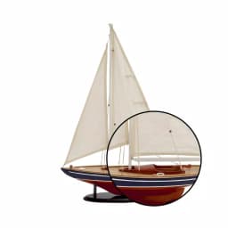 LITTON LANE 26 Inch Rustic Wooden Sailing Ship Model - Coastal Birch Wood Sculpture with Fabric Sails thumbnail 3