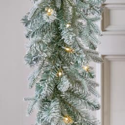 Home Accents Holiday 9 ft. Pre-Lit Flocked Frasier Fir LED Garland with Timer thumbnail 7