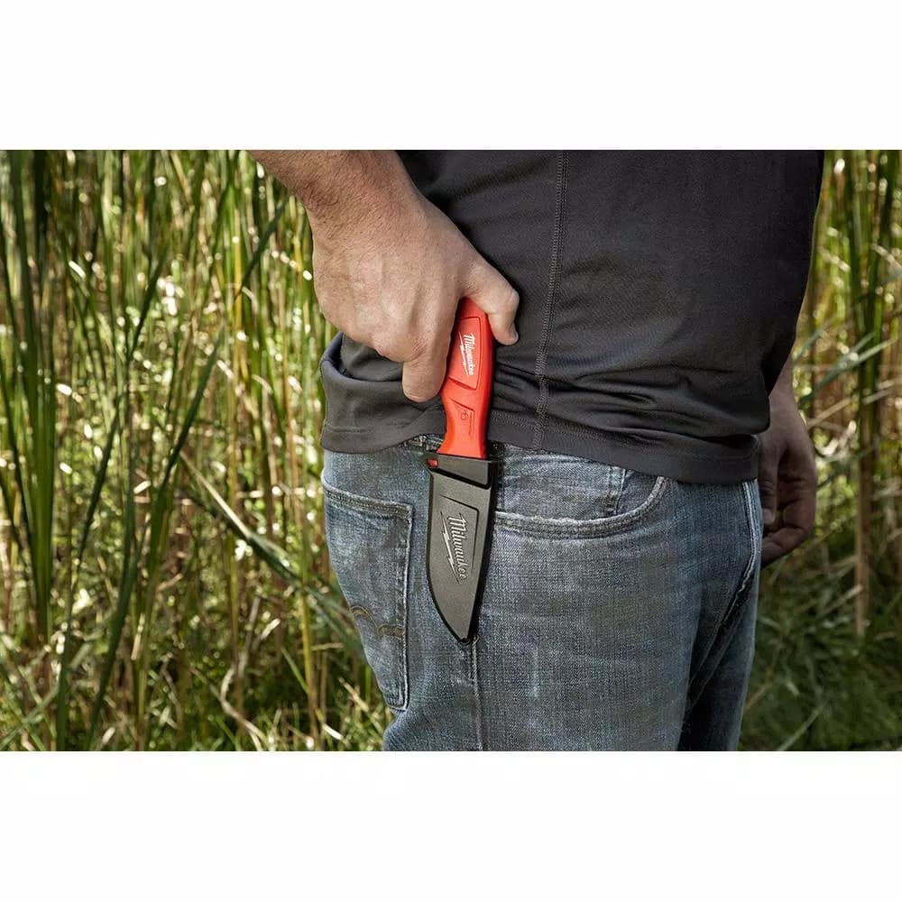 Milwaukee 4 in. Tradesman Fixed Blade Knife with Stainless Steel Drop Point Blade