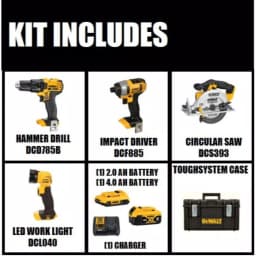 DEWALT 20V MAX Lithium-Ion Cordless 4-Tool Combo Kit with TOUGHSYSTEM Case, 2Ah & 4Ah Batteries thumbnail 2