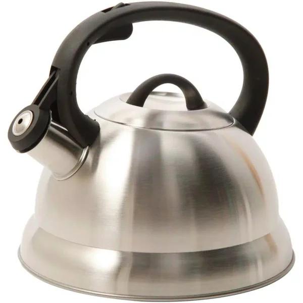 Mr. Coffee Flintshire 1.75 Qt. Stainless Steel Whistling Tea Kettle, Silver