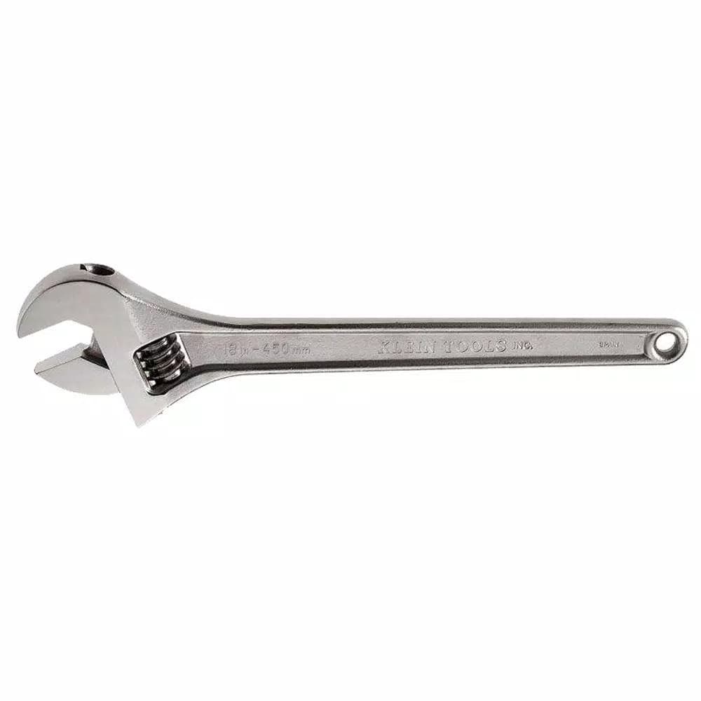 Klein Tools 18 in. Adjustable Wrench, Forged Heat-Treated Alloy Steel