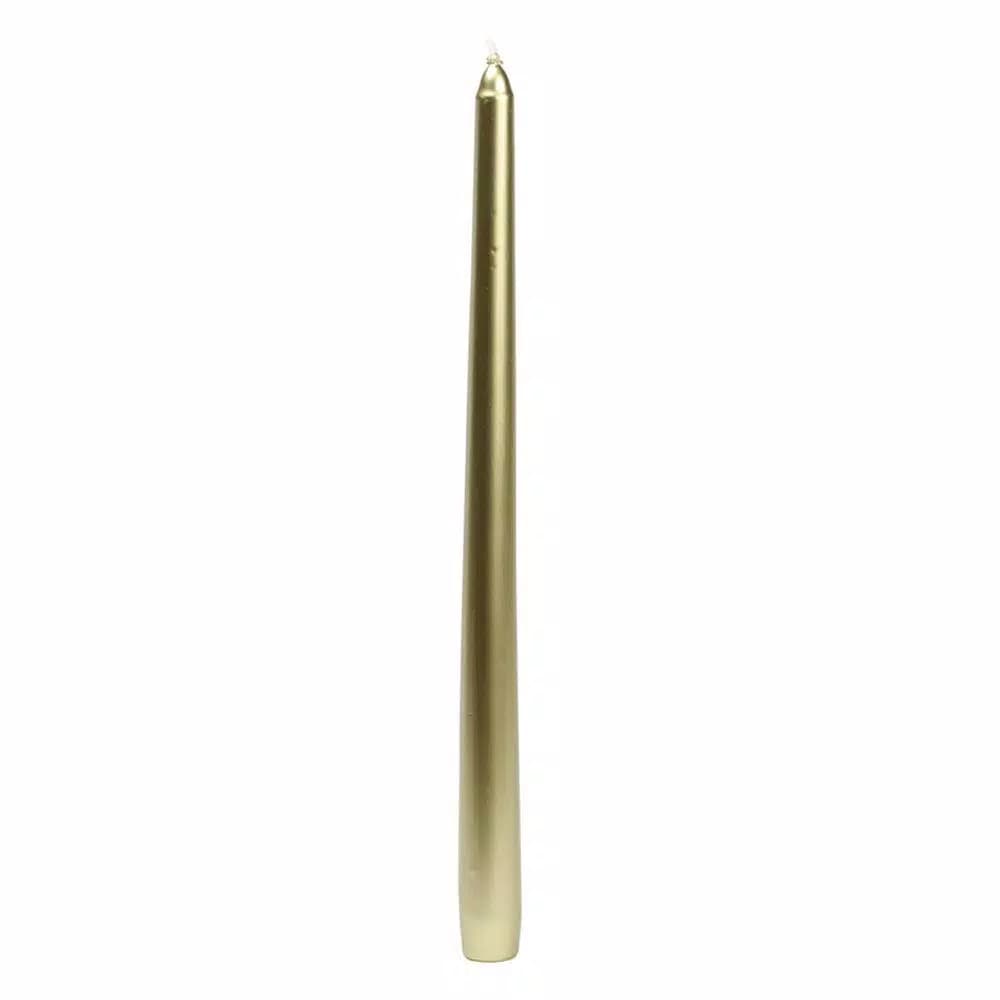 Zest Candle 12-Pack Metallic Gold Taper Candles, 12 in. Height