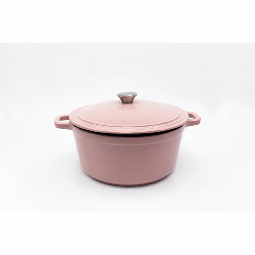 BergHOFF Neo 7 qt. Round Cast Iron Casserole Dish with Lid, Pink