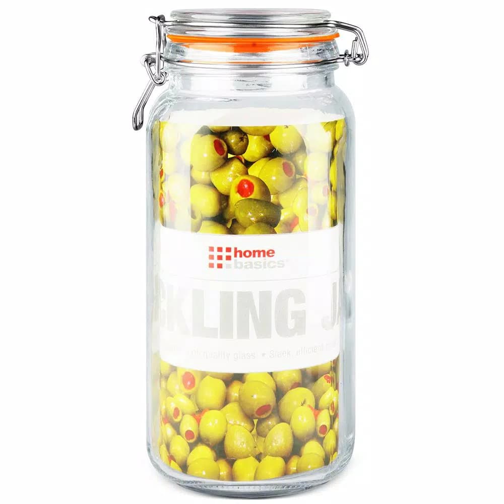 Unbranded X-Large 47 oz. Glass Pickling Jar with Steel Bail Lid and Orange Rubber Gasket