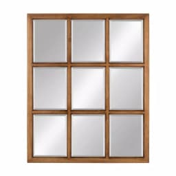 Kate and Laurel Hogan 9-Pane Windowpane Wall Mirror, Rustic Natural Wood Frame, 26 x 32 in. thumbnail 1
