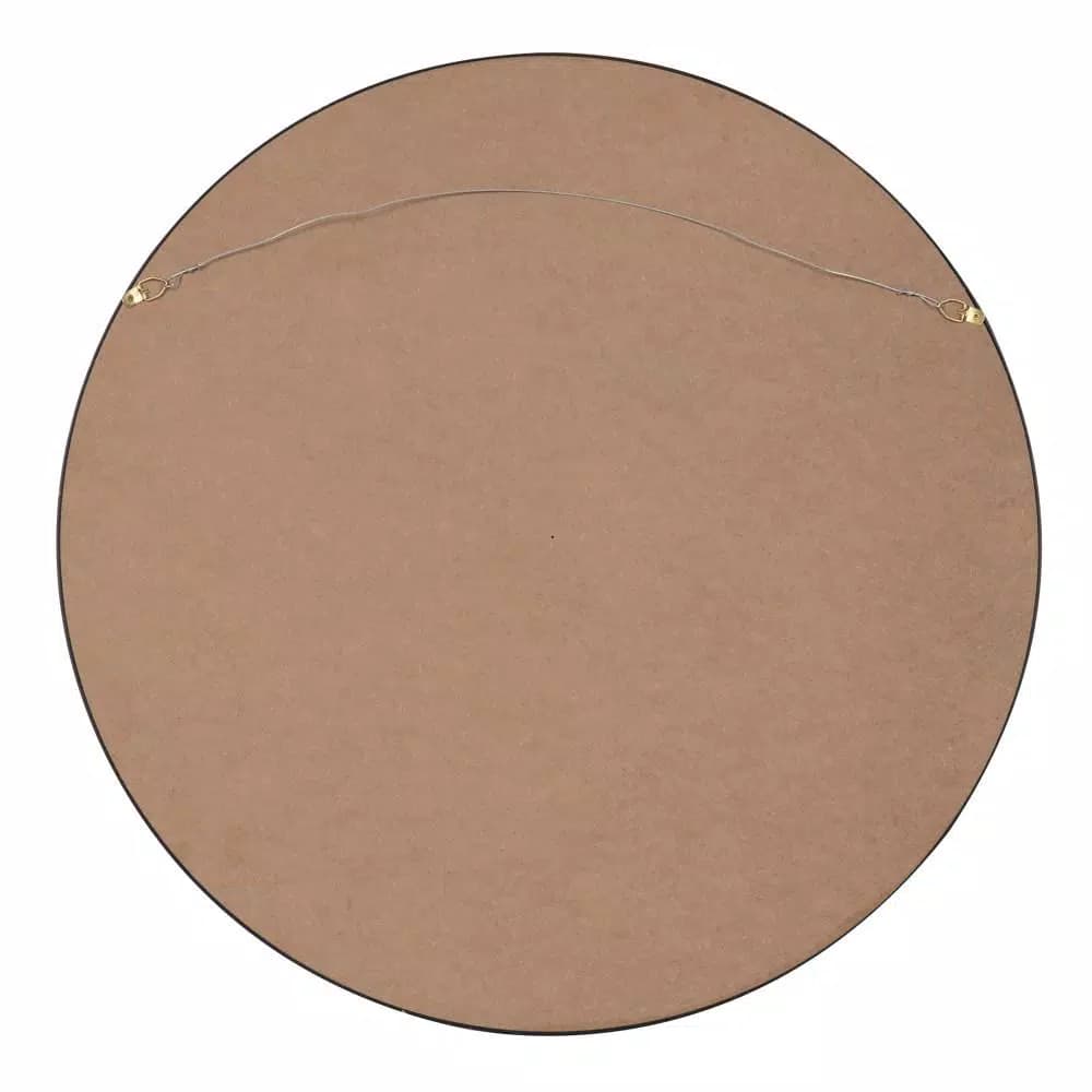 Kate and Laurel Black Contemporary Round Wood Framed Accent Mirror, 25.59 in.